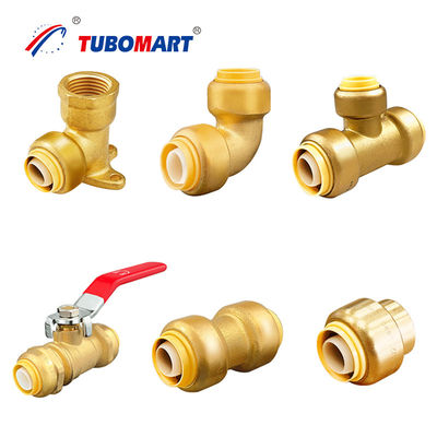 Gorąca zimna woda Pex Push Fittings Bez ołowiu Szybkie połączenie Fittings mosiężne PN10 PN16