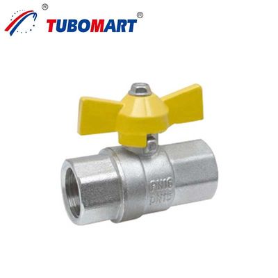 High Pressure Brass Gas Valve 1/2 Inch Shut Off Ball Valve With Yellow Handle
